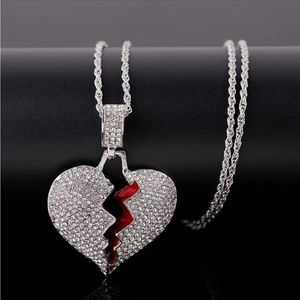 Broken Heart Shape Couple Pendant Hip Hop Necklace